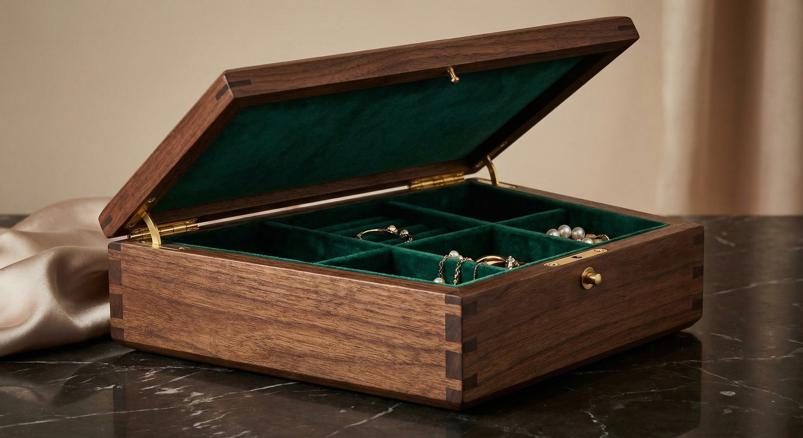 Boîte Bois Noirci Velours